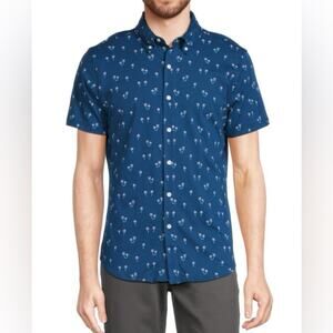 Bonobos Riviera Palm Print Button Down Shirt in blue Size XXL